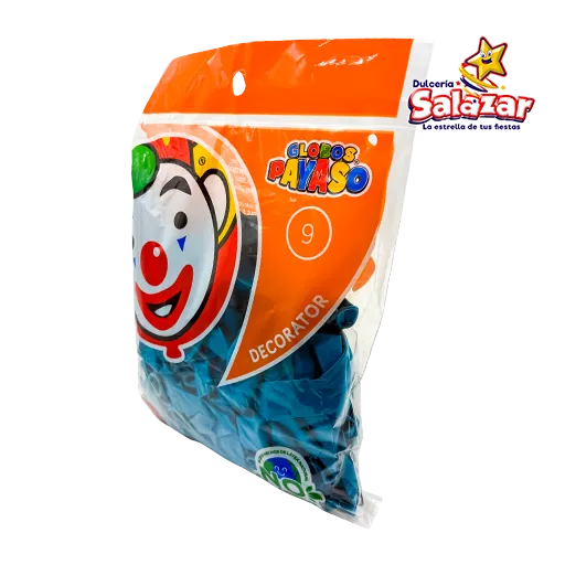 Globo #9 dec turquesa payaso 100pzs SEL0184_2.webp