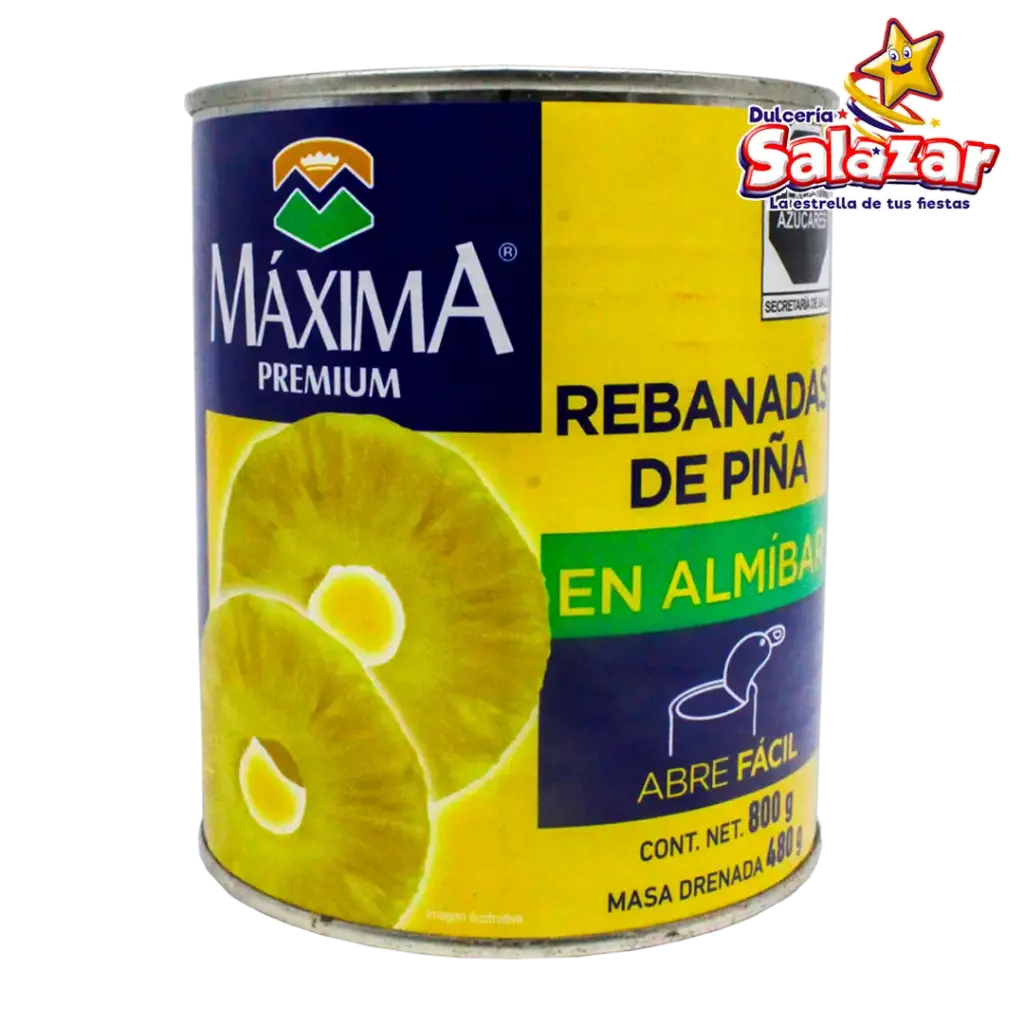 [ABARROTE0117] REBANADAS DE PIÑA EN ALMIBAR MAXIMA -B.800G- "C/12/1"  