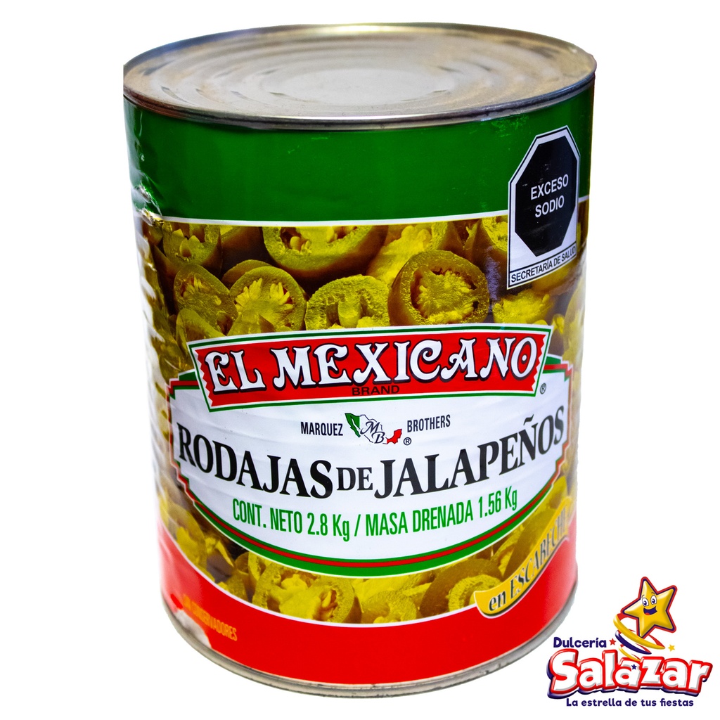 CHILES JALAPEÑOS RODAJAS EL MEXICANO -BOT.2.8KG- "C/6/1" 