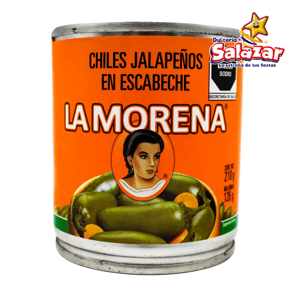 [ABARROTE343] CHILES JALAPEÑOS EN ESCABECHE LA MORENA -BOT.210G- "C/48/1" 
