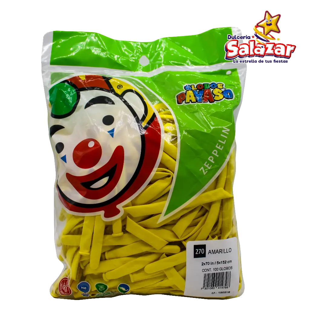 [SEL0733] GLOBO #270 ZEPELIN AMARILLO PAYASO 