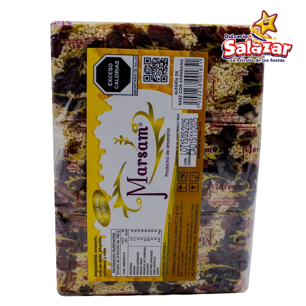 ALEGRIA DE NUEZ CON ARANDANO MARSAM -D.6PZA- "C/18/6"