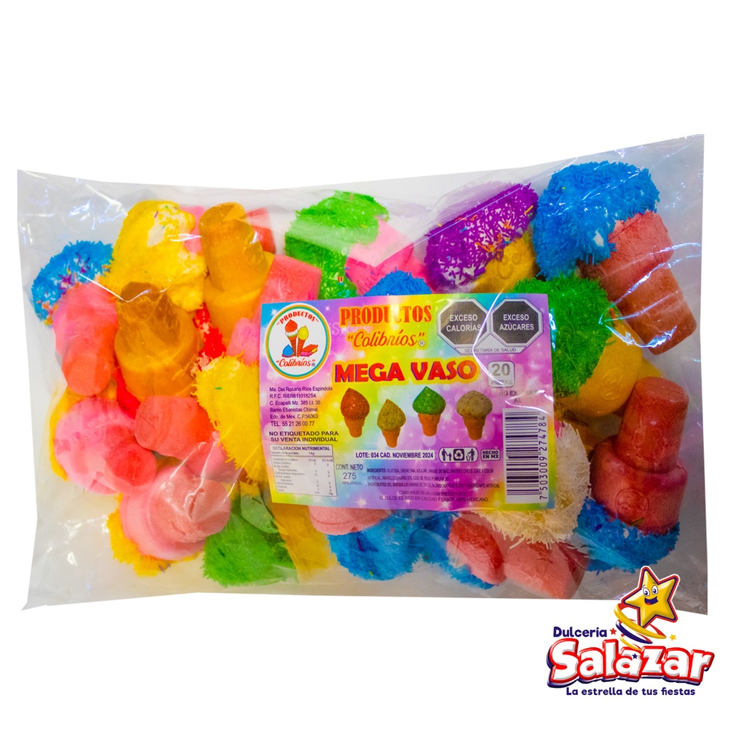 BARQUILLO MEGA VASO C/BOMBON COLIBRIOS -B.275G- "C/20/20"