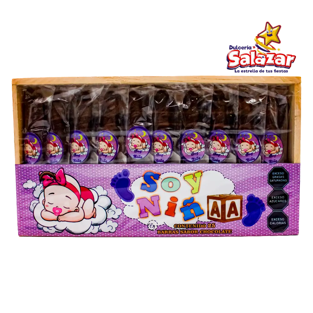 BARRA DE CHOCOLATE FUE NIÑA ROSA MADERA -E.350G- "C/20/26"