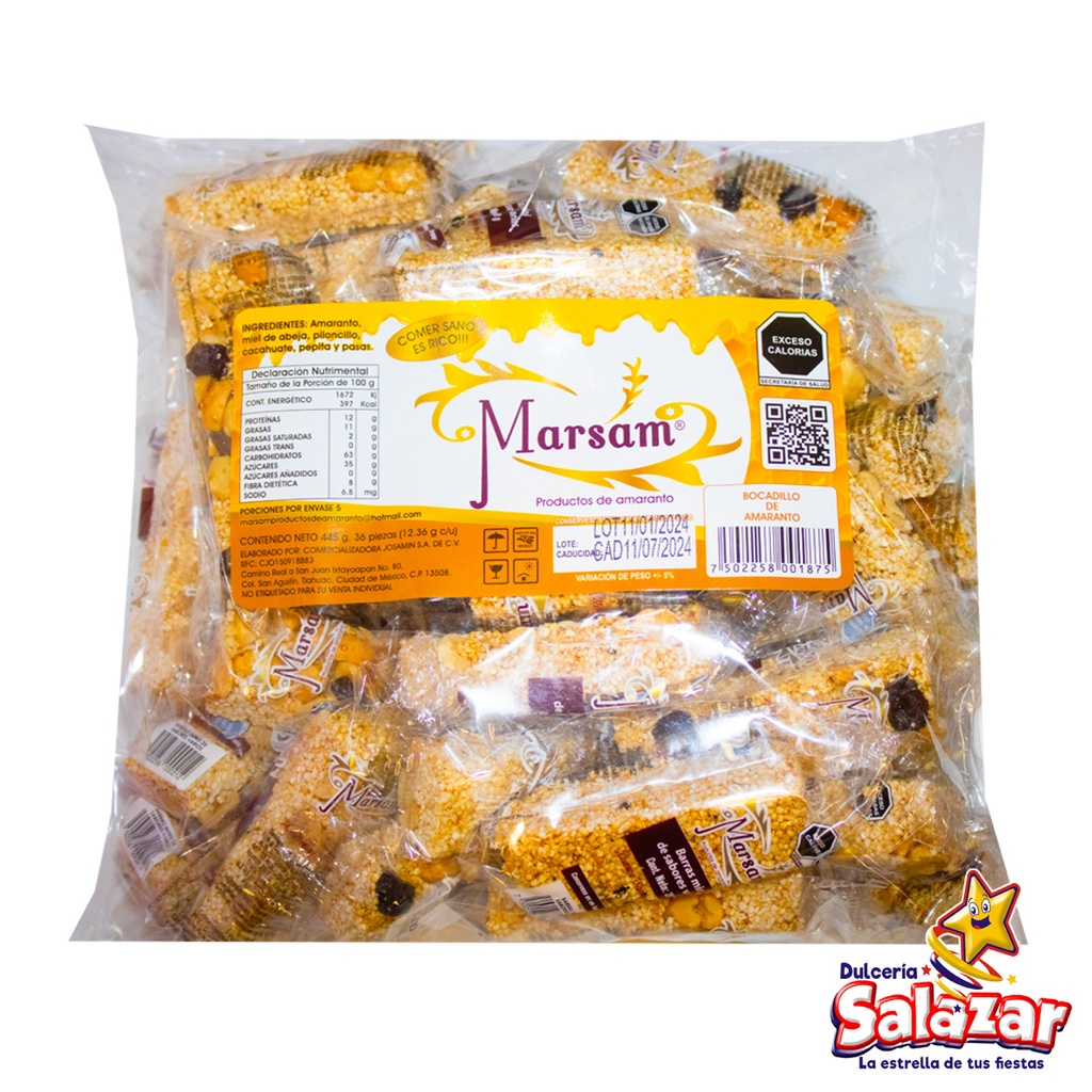 [MARS0029] BOCADILLO DE AMARANTO MARSAM -B.36PZA- "C/10/36"