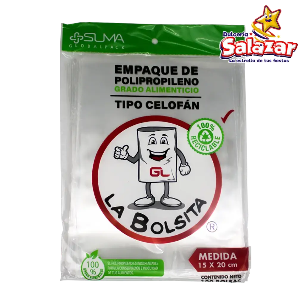 [GLP0153] BOLSA CELOFAN 15X20 -B.100PZA- "C/60/100"