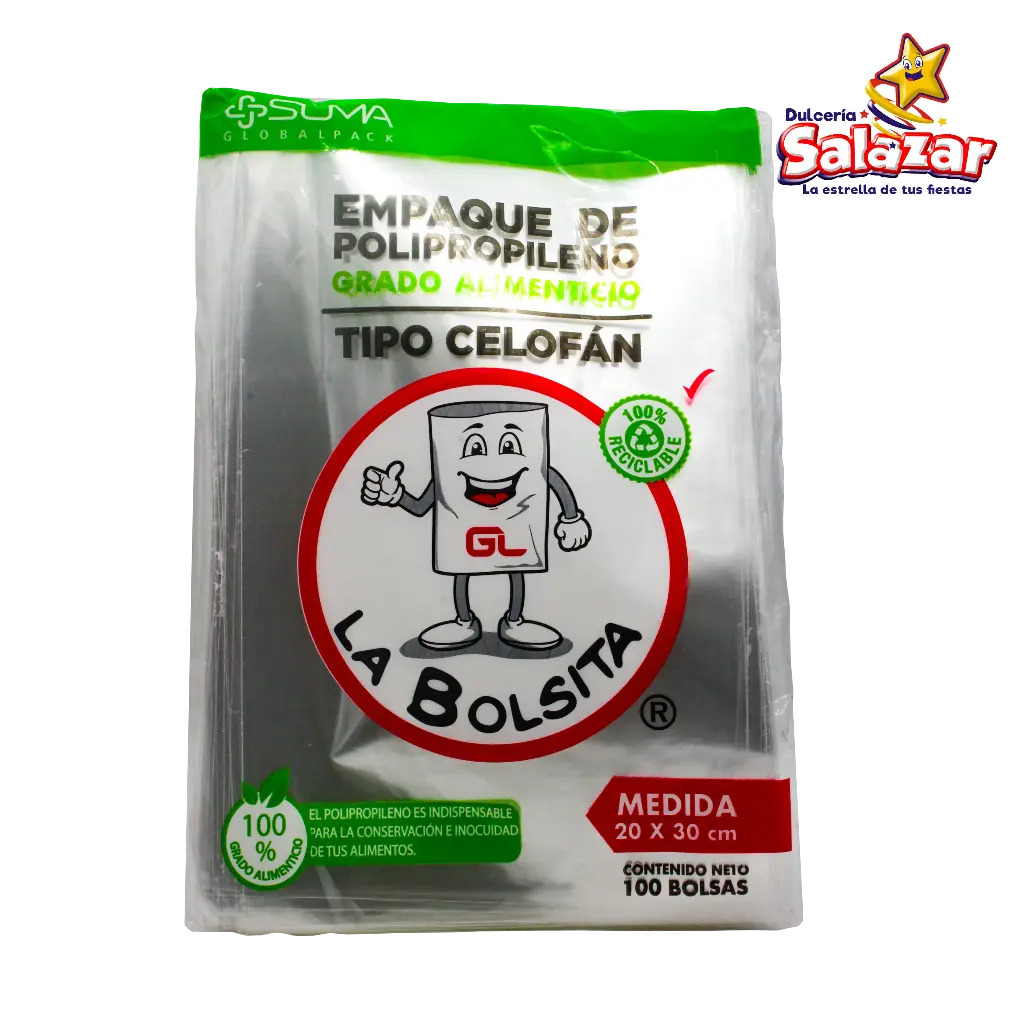 [GLP0120] BOLSA CELOFAN 20X30 -B.100PZA- "C/30/100"
