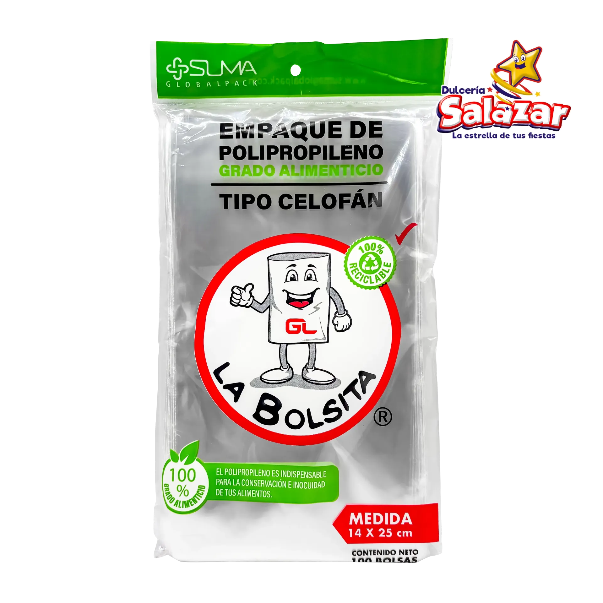BOLSA CELOFAN 14X25 -B.100PZA- "C/50/100"