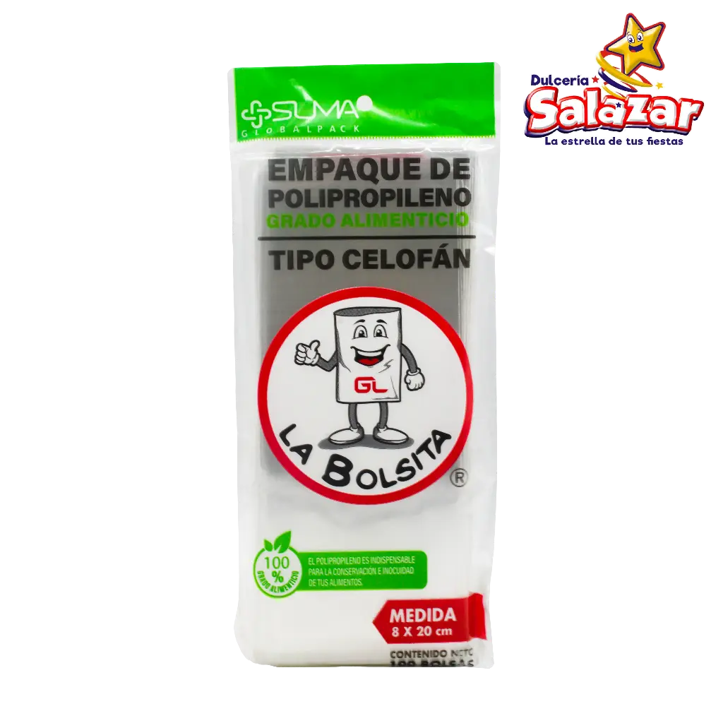 [GLP0110] BOLSA CELOFAN 8X20 -B.100PZA- "C/111/100"