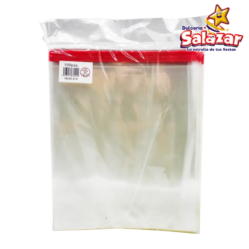 [CECE0010] BOLSA CELOFAN C/ADHESIVO 18X20.5+2  -B.100PZA- "C/25/100"