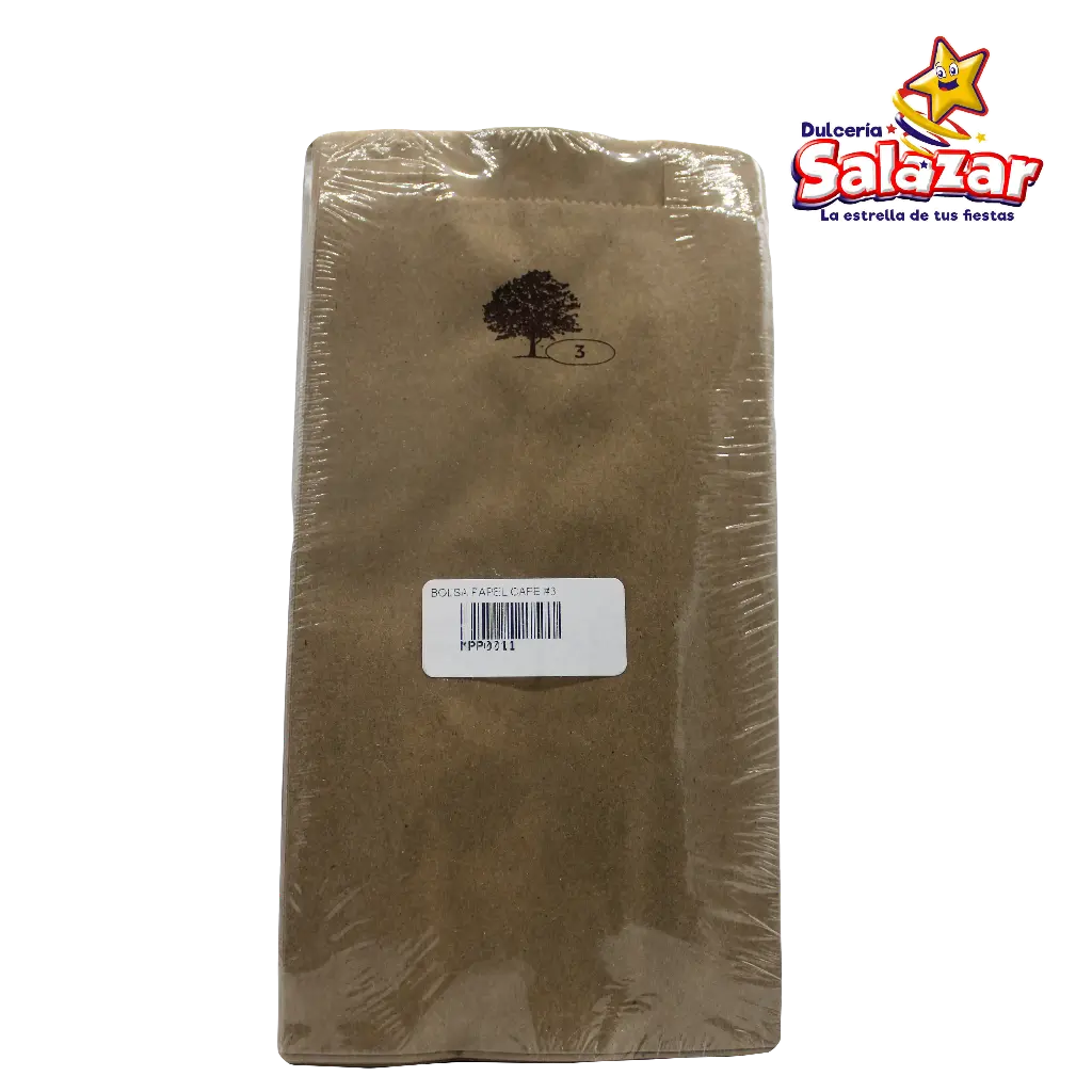[MPP0011] BOLSA DE PAPEL CAFE #3 -B.50PZA- "C/100/50"