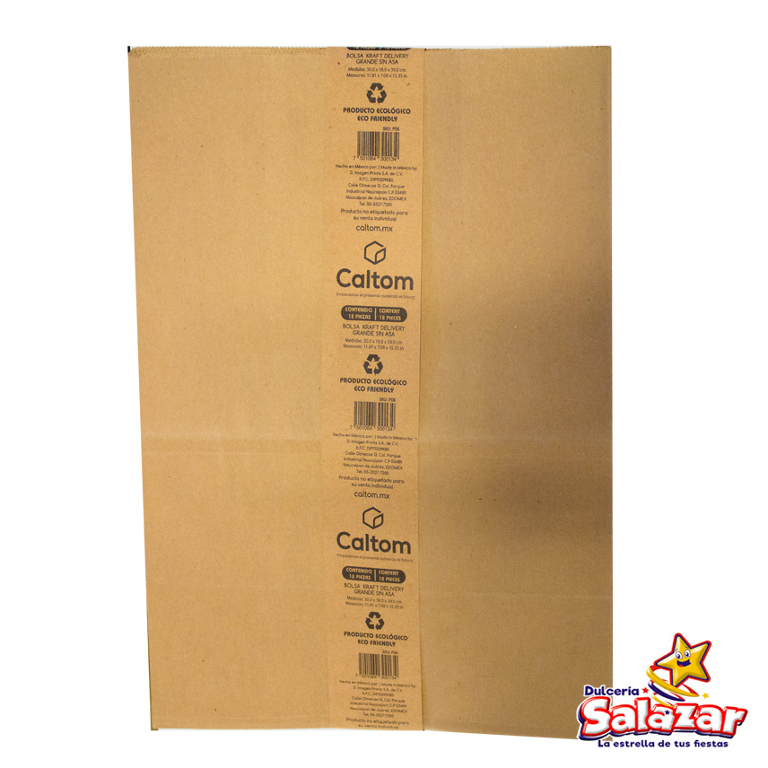 BOLSA KRAFT SIN ASA DELIVERY 6D34 30X18X -B.12PZA- "C/34/12"
