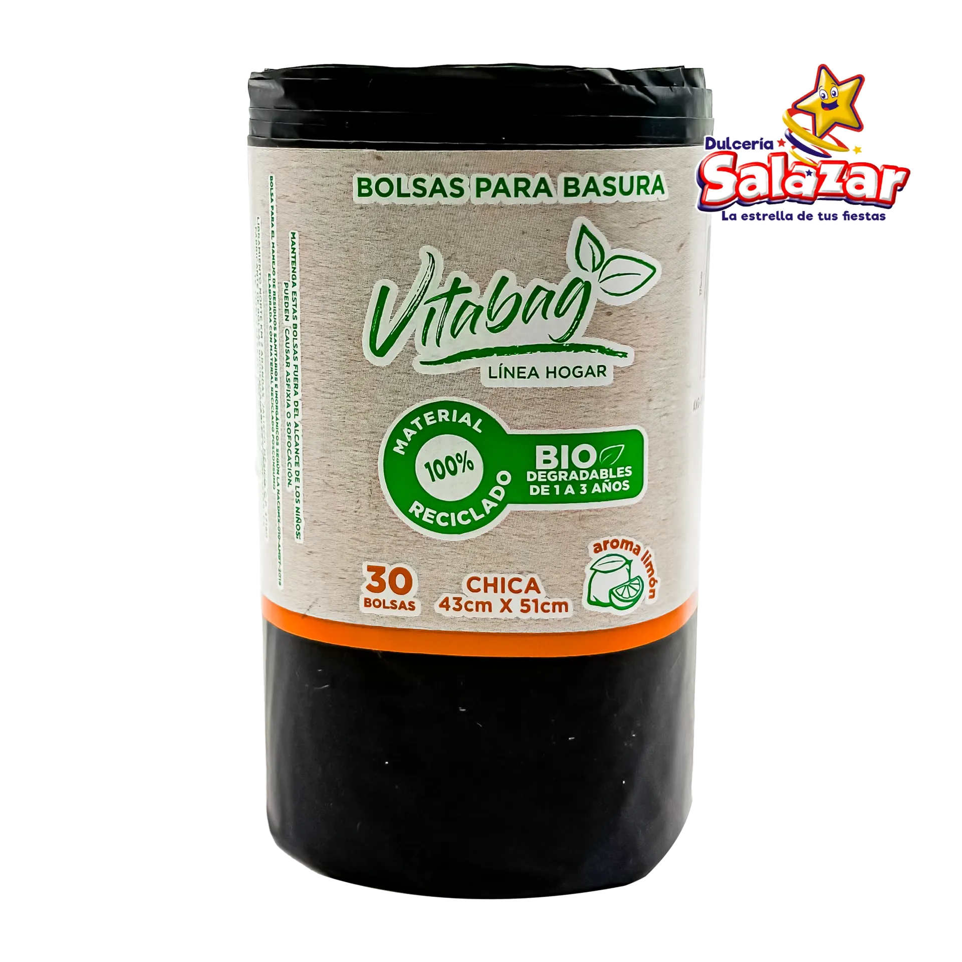 BOLSA ROLLO NEGRA CHICA CESTERA VITABAG -B.30PZA- "C/30/10"