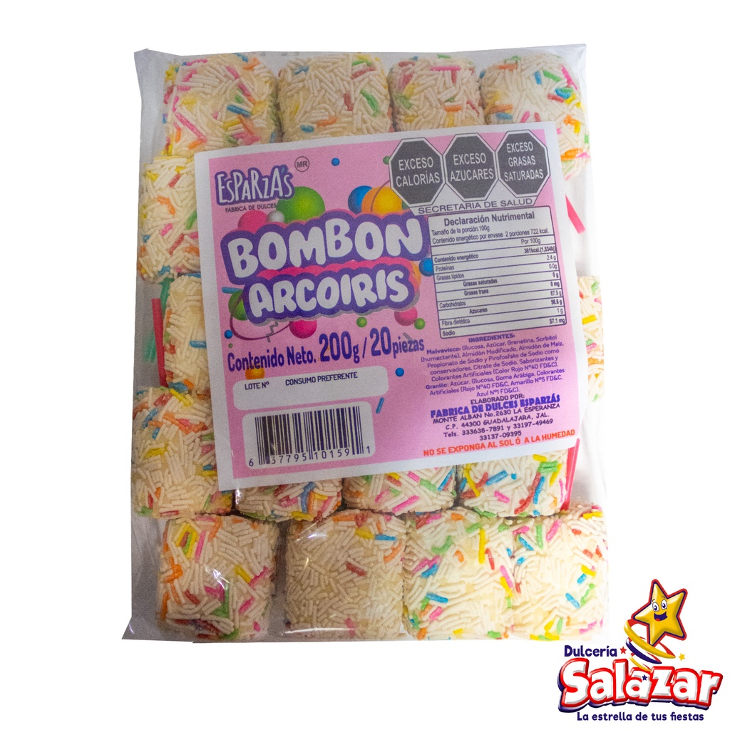[FDE0001] BOMBON ARCOIRIS ESPARZAS -B.200GR- "C/36/20"