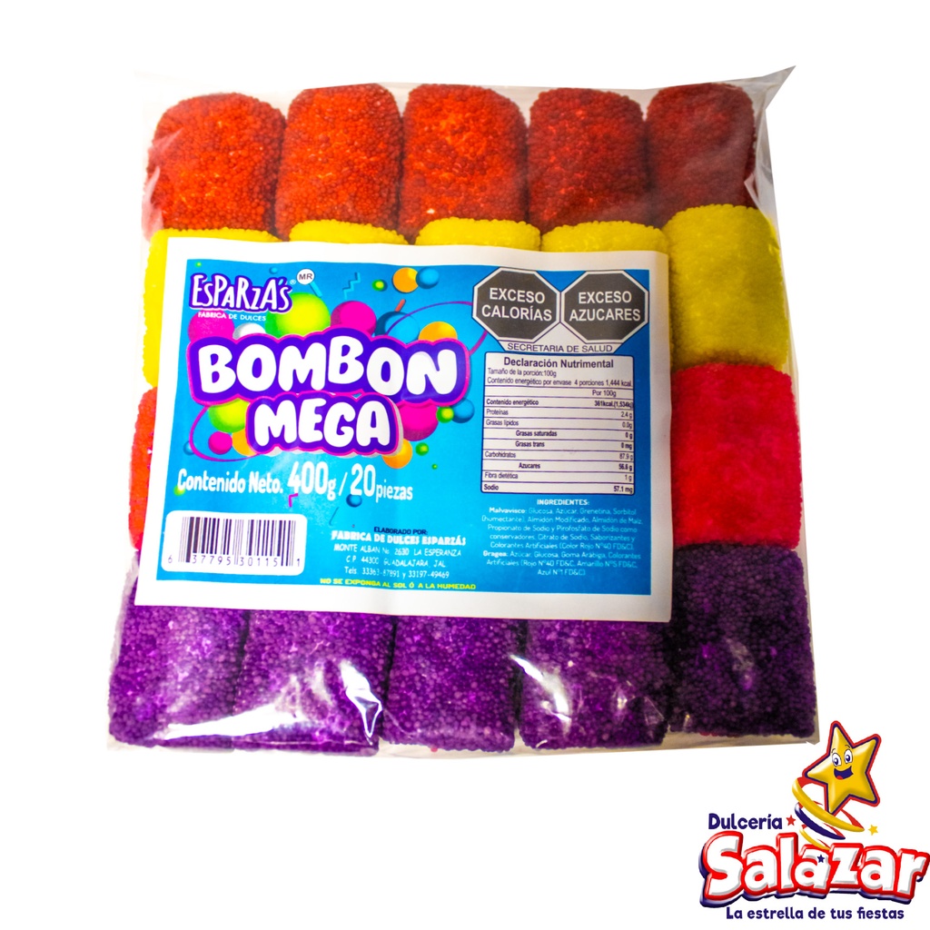 [TAR0010] BOMBON GRAGEA MEGA ESPARZAS -B.400GR - "C/20/20"