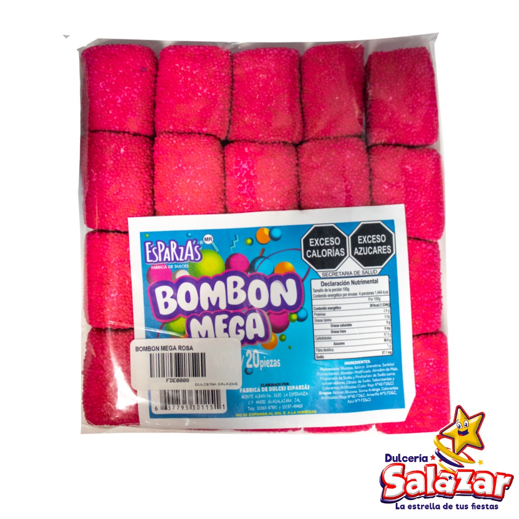 [FDE0008] BOMBON GRAGEA MEGA ROSA ESPARZAS -B.400GR-"C/20/20"