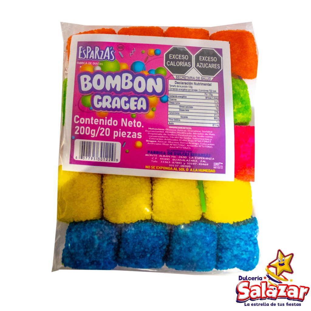 PALETA BOMBON GRAGEA CHICA ESPARZAS -B.200GR - "C/36/20"