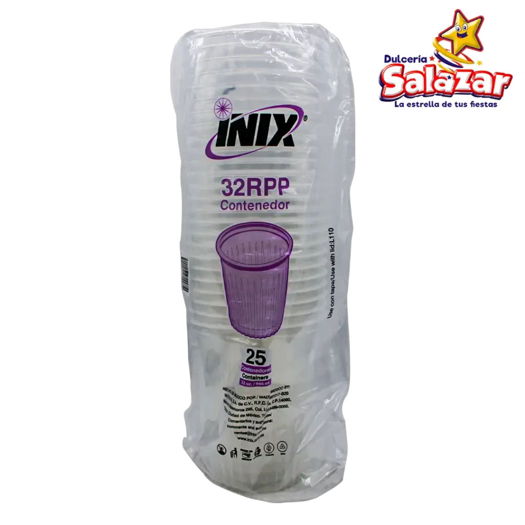 BOTE 32OZ PLASTICO 32PP INIX -B.25PZ- "C/20/25"