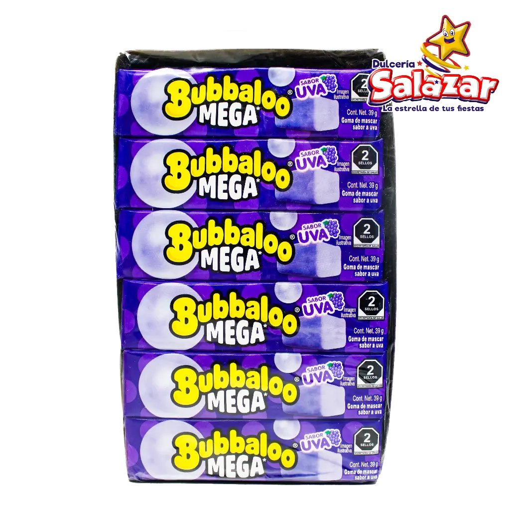 [ADA0331] CHICLE BUBBALOO MEGA SABOR UVA -D.702G- "C/8/18"