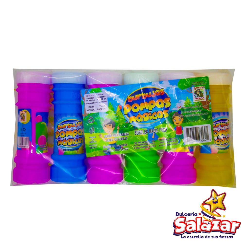 [BUR0001] BURBUJAS POMPAS MAGICAS CHICA D/JABON -B.6PZA- "C/32/6"