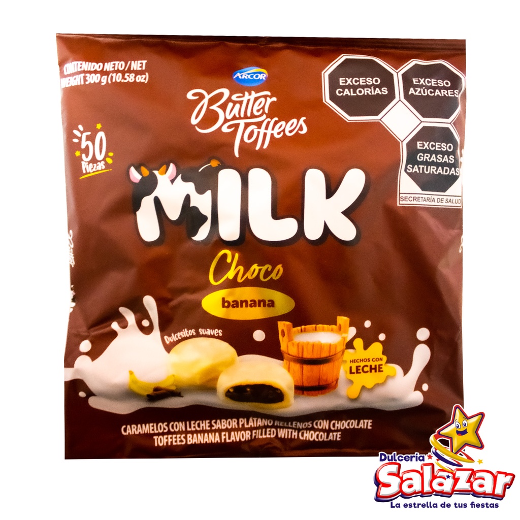 [DOS0082] CARAMELO BUTTER TOFFEES MILK CHOCO/BANANA -B.300G- "C/16/50"