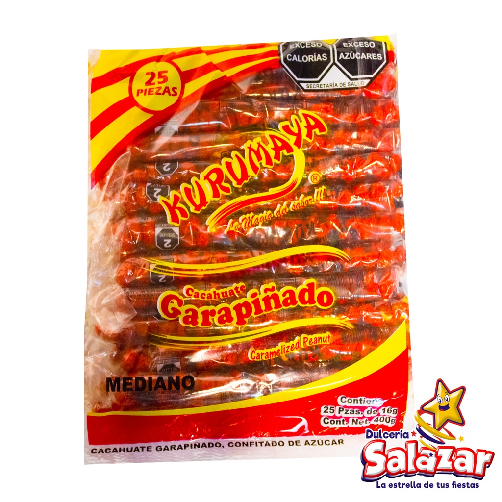 [KUR0013] CACAHUATE GARAPIÑADO TUBO MEDIANO KURUMA -B.400G- "C/23/25"