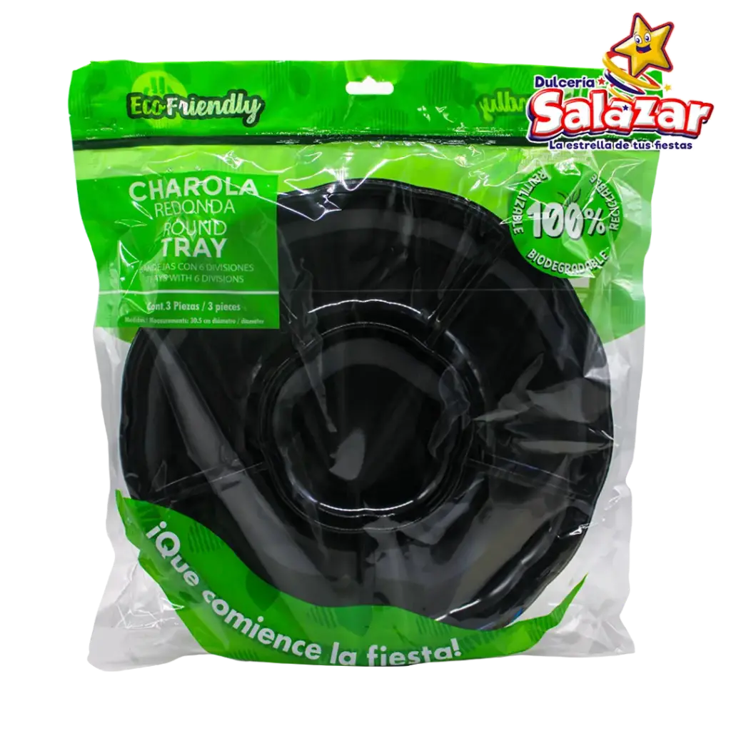 CHAROLA REDONDA PARTY IS ON NEGRA -B.3PZA - "C/6/3"