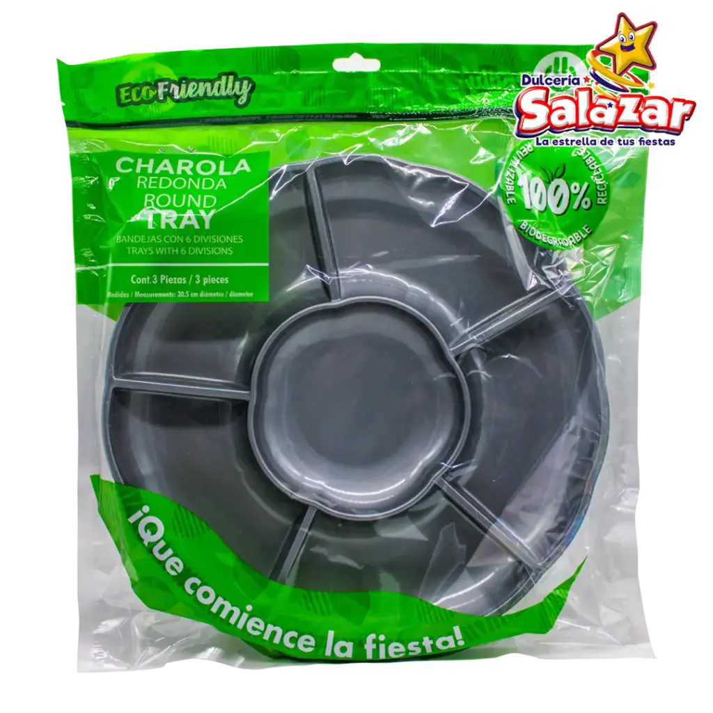 [SEL0118] CHAROLA REDONDA PARTY IS ON PLATEADA -B.3PZA - "C/6/3"