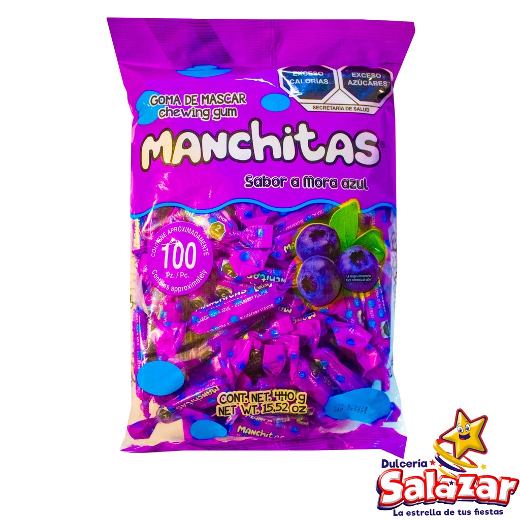 [TEC0025] CHICLE MANCHITAS MORA AZUL -B.440G- "C/20/100"