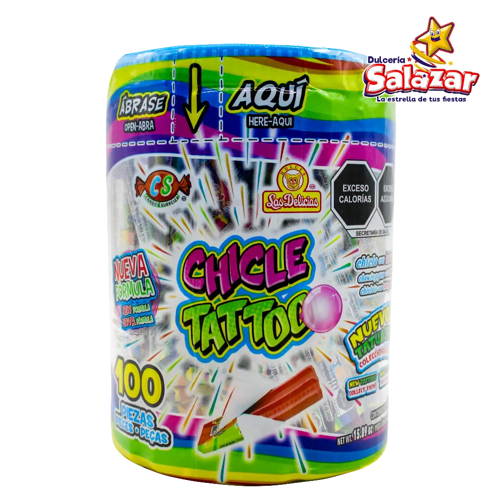 CHICLE TATTOO SABORES DELICIAS -V.450G- "C/24/100"