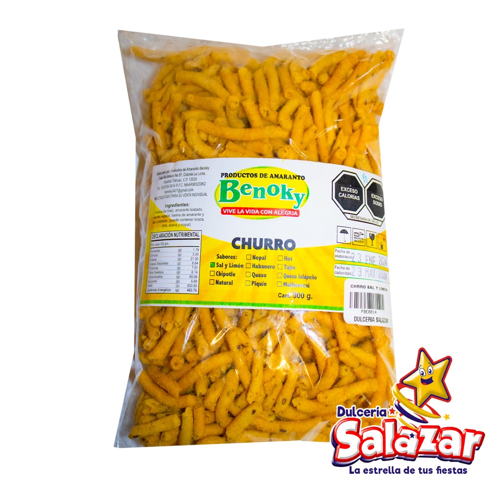 [PBE0014] CHURRO SAL Y LIMON BENOKY -B.500G- "C/20/1"