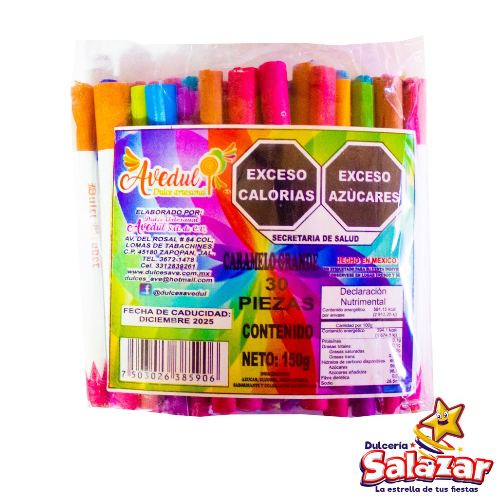 [MRC0029] CARAMELO CIGARRITO GRANDE VEGA -B.150G- "C/50/30"