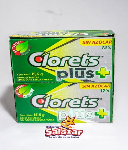 CHICLE CLORETS PLUS+SIN AZUCAR 12'P  -D.187.2G- "C/32/12"
