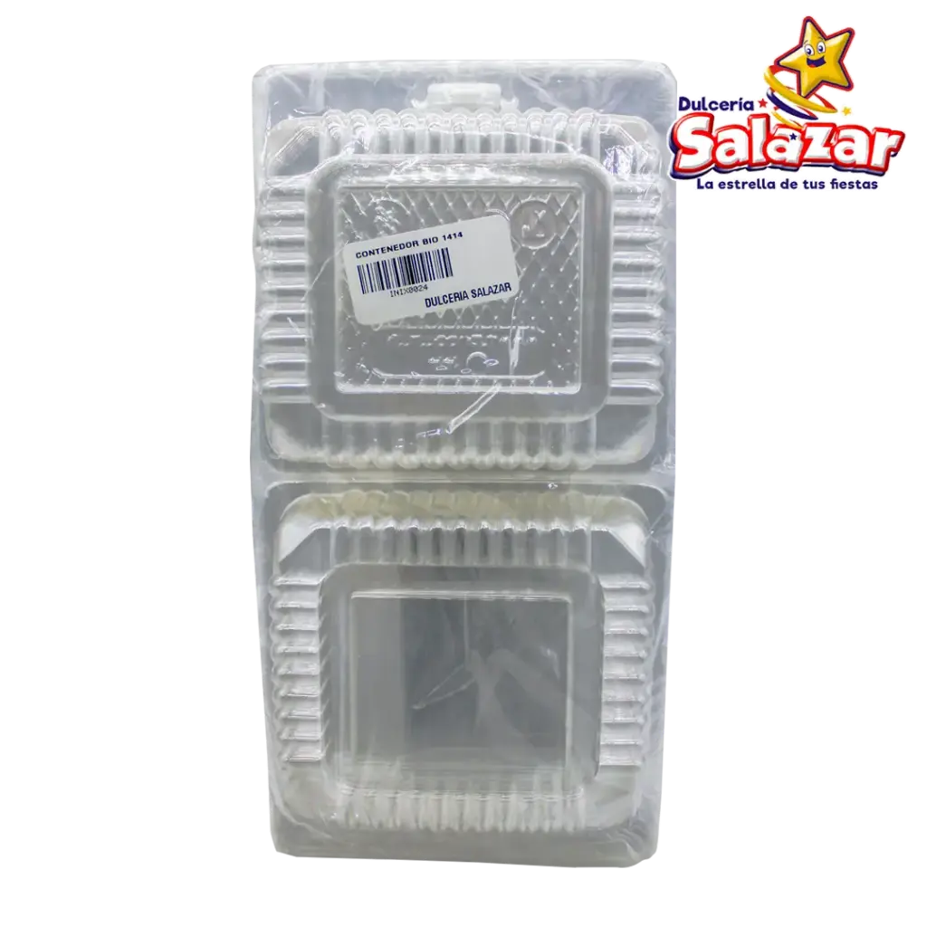 [INIX0024] CONTENEDOR C/BISAGRA 14X14X9 CM. HAMBURGESERO 1414 INIX "C/50/10"