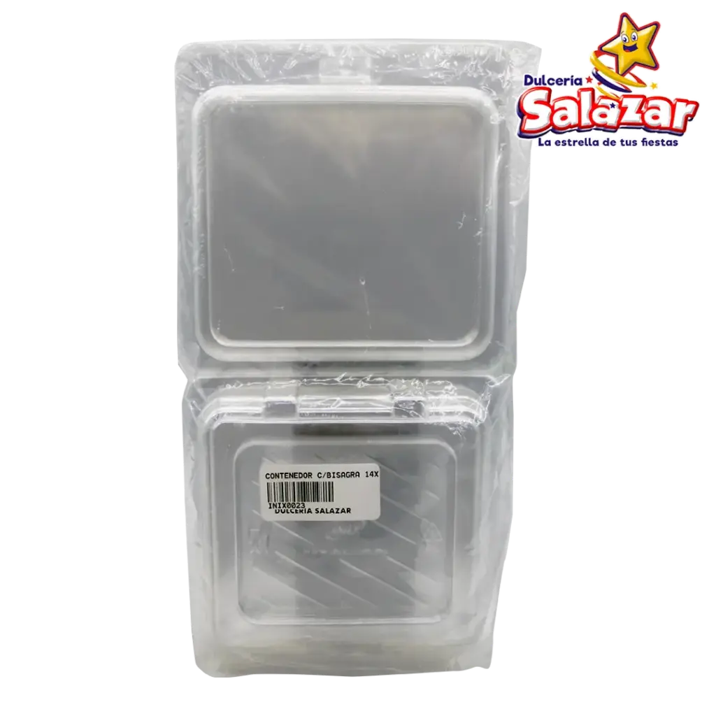 CONTENEDOR C/BISAGRA 14X14X4.5 CM INIX 1414B                         -B.10PZA- "C/50/10"