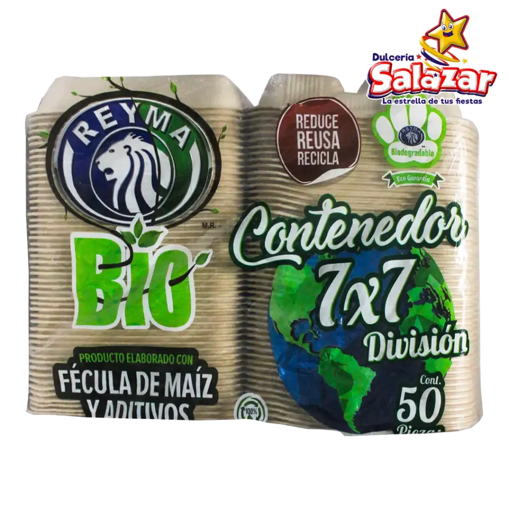 CONTENEDOR TERMICO BIODEGRADABLE 7X7 C/DIV REYMA            -B.50PZA- "C/4/50"