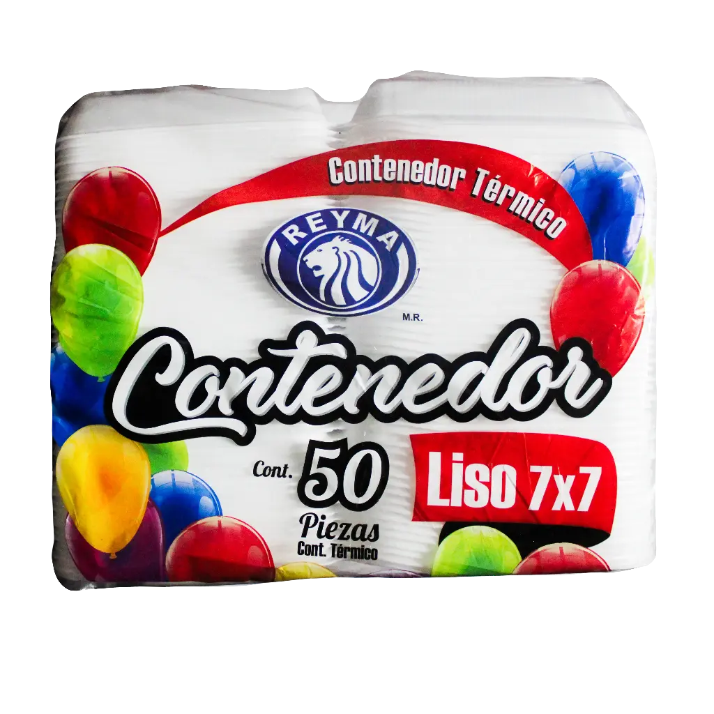 [REYM0186] CONTENEDOR TERMICO 7X7 LISO REYMA CN7X7L4P -B.50PZA- "C/4/50"