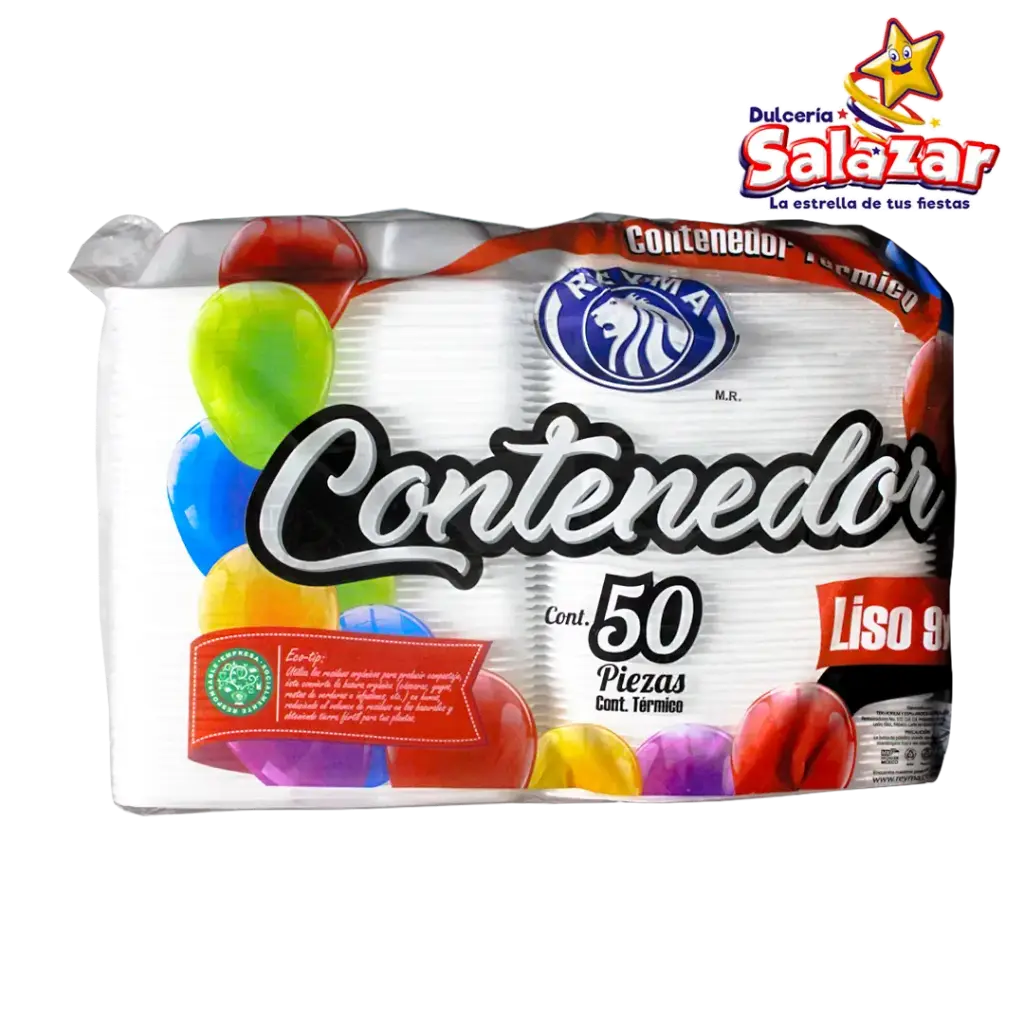 [REYM0001] CONTENEDOR TERMICO 9X9 LISO REYMA CN9X9L4P -B.50PZA- "C/4/50"