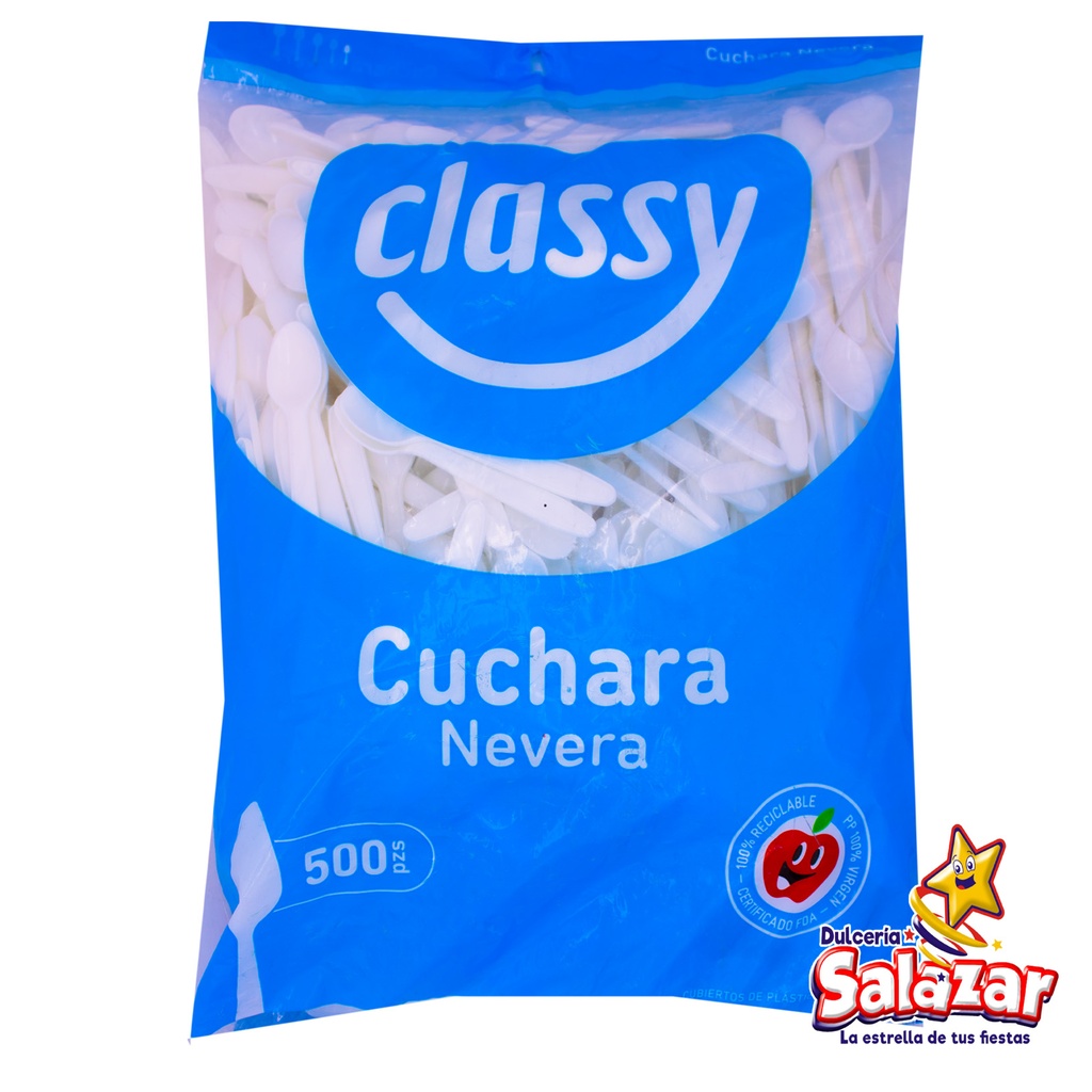 [AYA0020] CUCHARA NEVERA CLASSY BLANCA -B.500PZ- "C/6/1"