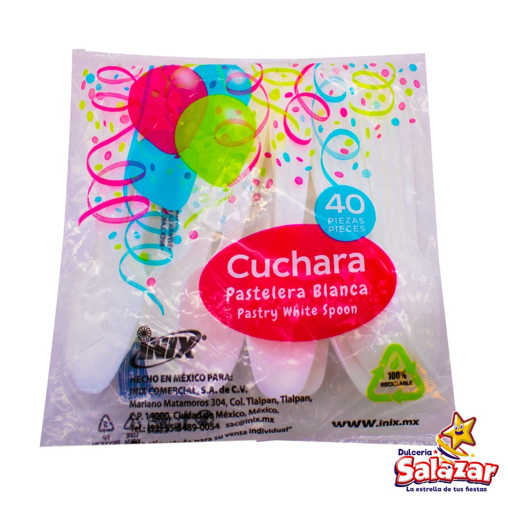 [INIX0073] CUCHARA PASTELERA BLANCO INIX -B.40PZA- "C/50/40"