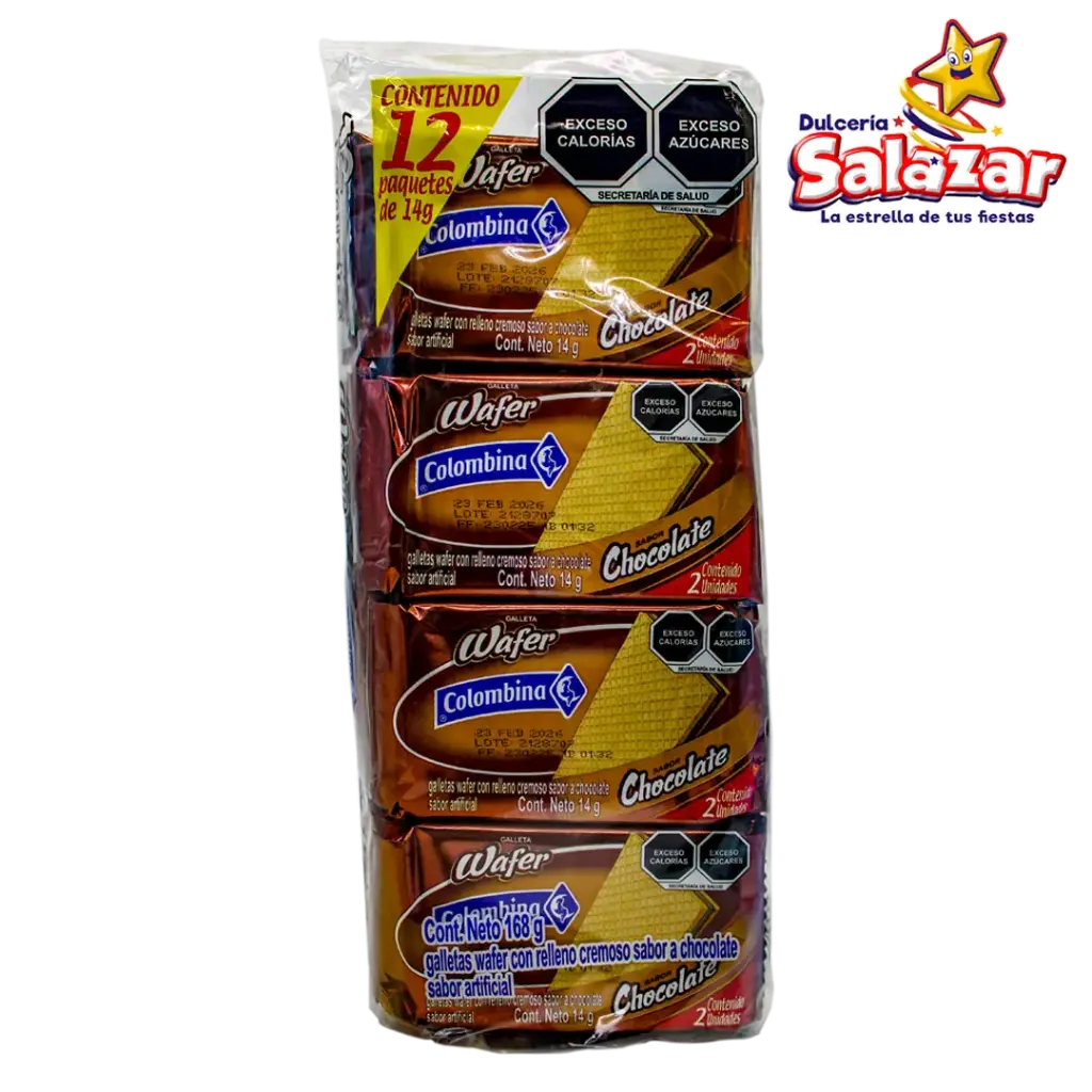 [COLO0009] GALLETA WAFER COLOMBINA CHOCOLATE -B.168G- "C/36/12"