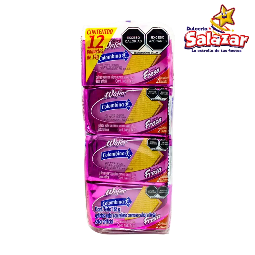 [COLO0011] GALLETA WAFER COLOMBINA FRESA -B.168G- "C/36/12"