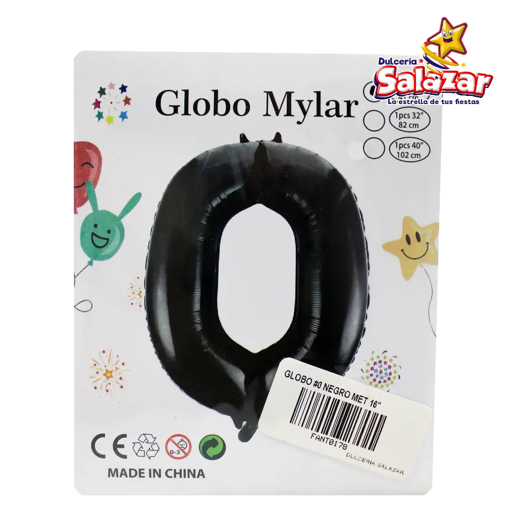 [FANT0178] GLOBO #0 METALICO NEGRO 16" FANTASIA 200 -B.1PZA-  "C/1/1"