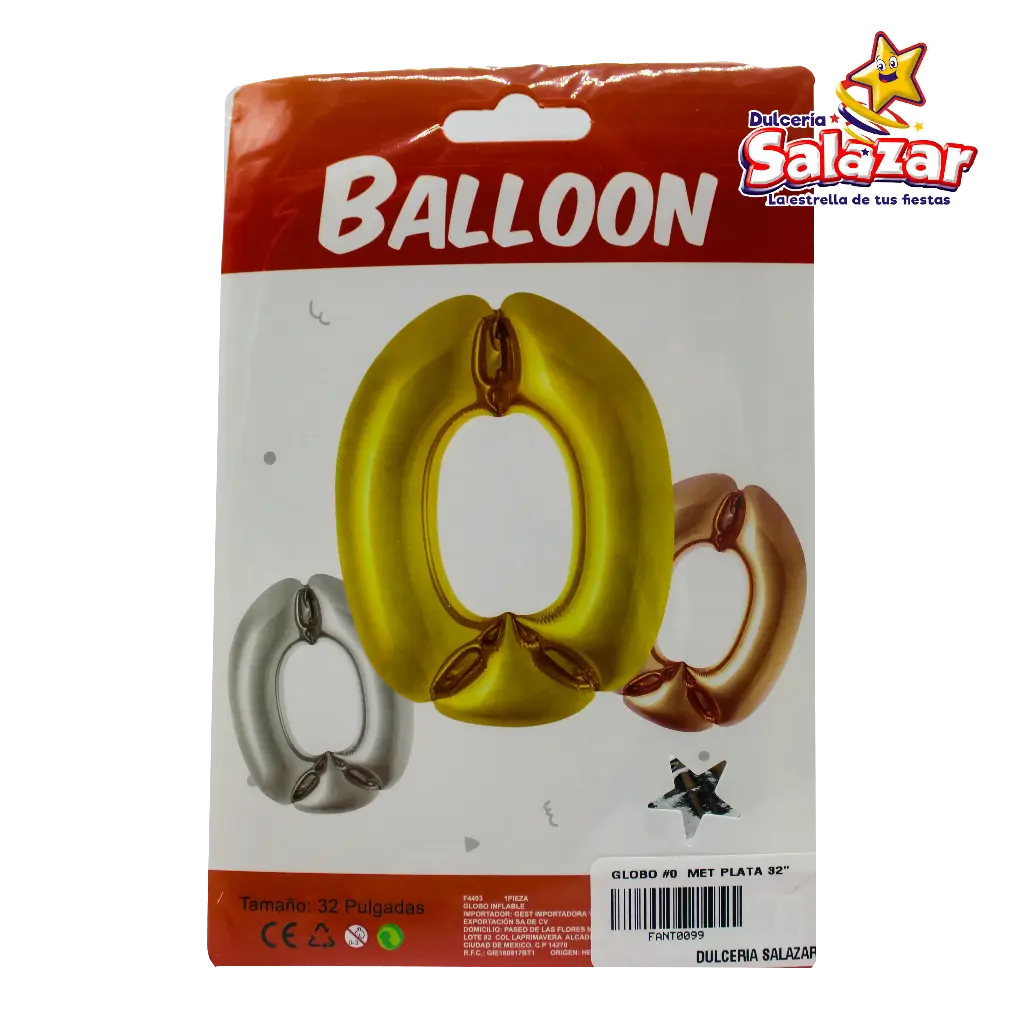 GLOBO #0 METALICO PLATA 32 FANTASIA 200 -B.1PZA-"C/1/1"