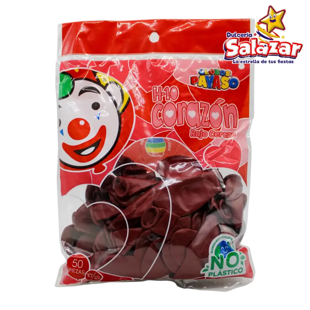 [SEL0014] GLOBO #10 CORAZON ROJO -B.50PZAS-  "C/80/50"