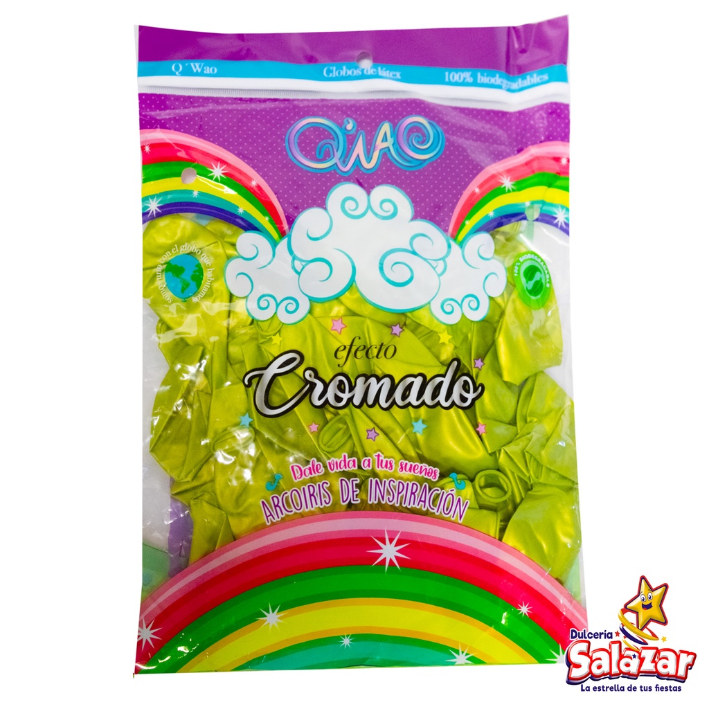[CAP0086] GLOBO #10 CROMADO VERDE MANZANA -B.50PZA-