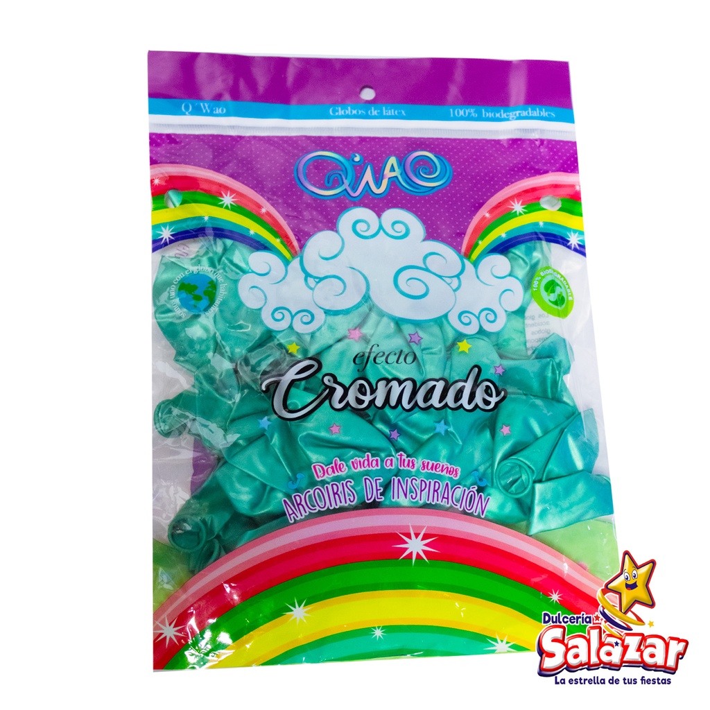 GLOBO #10 CROMADO VERDE MENTA -B.50PZA- "C/100/50"