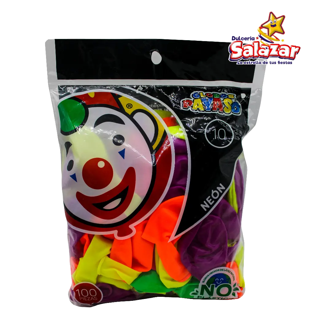 [SEL0419] GLOBO #10 NEON SURTIDO PAYASO -B100'P- "C/50/100"