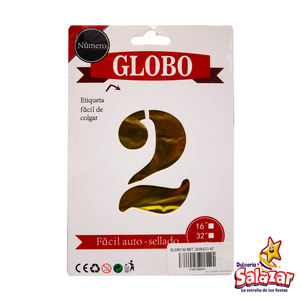 GLOBO #2 METALICO DORADO 40 FANTASIA 20 -B.1PZA- "C/1/1"