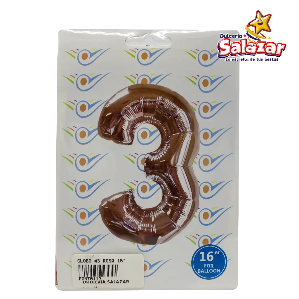 GLOBO #3 METALICO ROSA 16 FANTASIA 200 -B.1PZA-"C/1/1"